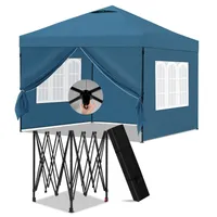 EUGAD Faltpavillon mit Seitenwänden, wasserfest, höhenverstellbar, 3x3 m, blau