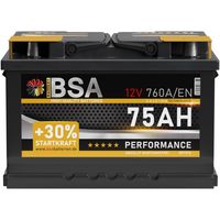 BSA Autobatterie 75Ah 12V 760AEN +30% Startleistung Starterbatterie Batterie ersetzt 74Ah 70Ah 72Ah 77Ah, für PKW