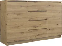 Kommode mit 4 Schubladen 2 Schränke 140cm Klamotenschrank Sideboard Anrichte hol