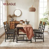 VASAGLE sada 2 jídelních židlí, kuchyňské židle s kovovým rámem, jídelní židle, čalouněné židle, měkké čalounění, ergonomické, do jídelny a kuchyně, vintage hnědočerná LDC095B01