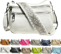 Umhängetasche Bauchtasche Handtasche Schultertasche Cross Body Bag Damentasche Handytasche Shopper Organizer tasche Weich Brusttasche, Weiß