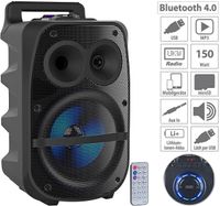 auvisio Partylautsprecher PMA-950.k PA-Partyanlage Bluetooth MP3 USB SD KaraokeAudio HiFi Mikrofon Bassbox Feier Musikbox Subwoofer Karaokemaschine Bluetooth