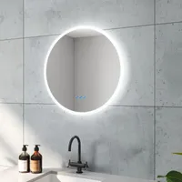 Badezimmerspiegel Rund Spiegel mit LED Licht für Bad 60cm JALTAS Typ C | Touch Sensor Dimmbar Antibeschlag Kaltweiß 6400K Warmweiß 3000K