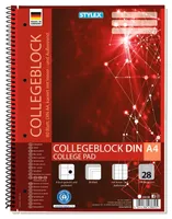 Stylex 43889 Collegeblock ,Spirale, DIN A4, kariert