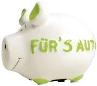 KCG 100480 Sparschwein 'Für's Auto' aus Keramik, 12,5 x 10 cm, weiß (1 Stück)
