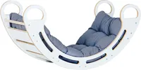 Montessori-Holzschaukel für Kinder Babylike+Kissen, Kletterbogen Bogenwippe Kletterleiter Kinder, Geschenk für Baby