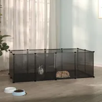vidaXL Klietka pre malé zvieratá čierna 144x74x46,5 cm PP a oceľ