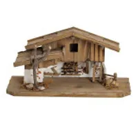 Krippenzubehör - Krippenhaus aus Kiefernholz 1