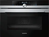 Siemens CB674GBS3 Einbau-Elektrobackofen, Glasdekor, 47 l Volumen, 59,4 cm Breite, Energieklasse A+, Ober-/Unterhitze + Umluft, Hitzeschutz-TÃ1/4r, Selbstreinigungsfunktion, Display, integrierte Uhr