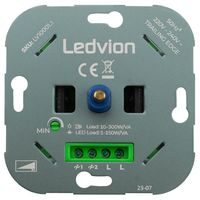 Ledvion LED Dimmer 3-250 Watt, 220-240V, Phasenabschnitt Universal, Drehdimmer Unterputz Dimmschalter Für Dimmbare LEDs, LED 3-250 Watt Und Halogen 3-300 W, Lampen von 0 auf 100% dimmen