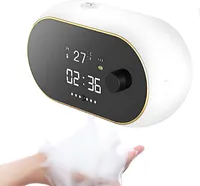Automatický dávkovač pěnového mýdla - 450 ml, dobíjecí, s LCD displejem a samočisticí funkcí, nástěnný, pro koupelny, kuchyně a prádelny - bílý