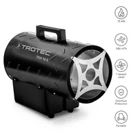 TROTEC Gasheizgebläse TGH 16 E inkl. Verbindungschlauch und Druckminderer (Heizleistung bis 15 kW, 580 m³/h Luftdurchsatz, für handelsübliche Gasflaschen, pulverbeschichteter Riffelblechausführung, Piezozündung)