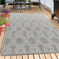 Teppium Outdoor Teppich Wetterfest Innen & Außenbereich Modern Design Küchenteppich Balkon Terrassen Flachgewebe Wetterfest, Grau, 80 x 250 cm