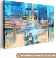 MuchoWow® - Leinwandbilder - Ölfarbe - Abstrakt - Malerei, Wandbild, Wanddeko Bilder Wohnzimmer, 120x80 cm