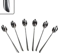6er Set Twist lange Latte Macchiato Löffel 6 Pers Longdrink Eis Edelstahl