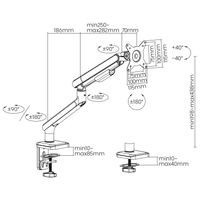 Ergo Office ER-451 Monitorhalterung mit Gasfeder Halterung für 17-32" Bildschirme bis zu 9 kg Monitorarm Doppelarm Tischhalterung Schwenkbar Neigbar Drehbar VESA 75x75 und 100x100