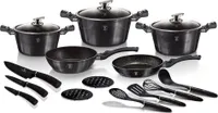 Ertex Berlingerhaus17 TLG. Kochtopfset Induktion Pfannen-Set Topf-Set Aluguss Töpfe Antihaftbeschichtung Marmor Kochtopf Set (17 TLG. Carbon Edition)