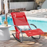 SoBuy OGS28-R Swingliege Schaukelliege Sonnenliege Gartenliege mit Seitentasche