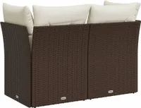 vidaXL Gartensofa mit Kissen 2-Sitzer Braun Poly Rattan