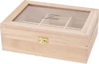 Tee-Behälter aus Holz mit 6 Fächern, Holzschatulle, Teekiste, Teedose - EH Excellent Houseware
