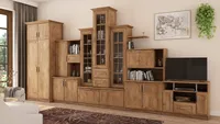 Wohnwand HADES mit Schrank und TV-Board - Eiche Lefkas, 440x207 cm