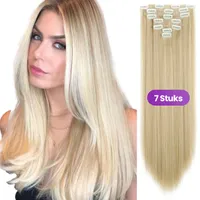 SassyGoods® Predlžovanie vlasov - Clip-In predlžovanie - Sada 7 predlžovaných vlasov - Blond vlasy - Vlnité vlasy - 60 cm