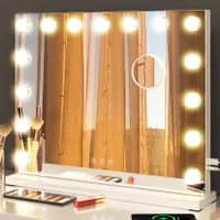 Dripex Schminkspiegel 15 LED Hollywood Schminktischspiegel Spiegel 3 Farbtemperatur Licht, weiß
