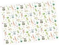 5 Bögen Geschenkpapier Dschungel Tiere bunt - 1,60€/qm - 84,1 x 59,4 cm