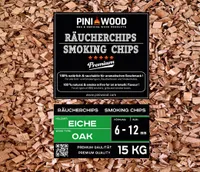 PINI 15 Kg Räucherchips Eiche 6-12 mm Smoking Chips Räucherspäne