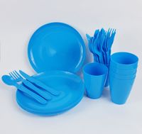 31 tlg Picknickset Geschirr aus Kunststoff Campinggeschirr Plastikteller 