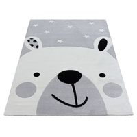 Kinderteppich Eisbär Bär Motiv Kinderzimmer Teppich Weiß Grau Schwarz 120X170cm 
