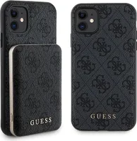 Guess Bundle Pack MagSafe 4G Metall Gold Logo - Etui Set + Power Bank 5000mAh MagSafe iPhone 11 (schwarz)