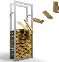 Kaminholzregal innen + außen Metall verzinkt 60x25x150 Silber Feuerholzregal Brennholzregal außen Stapelhilfe Kaminholz Kaminregal