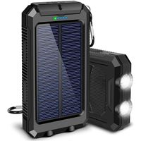 Homèlle Solar Powerbank 20.000mAh - Solar-Ladegerät - iPhone & Samsung - Solarstrom - 2x USB - Micro USB - Kabelloses Ladegerät - Schwarz