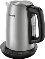 Philips Wasserkocher Avance Collection, 1.7 L, Temperatursteuerung, Klappdeckel + Kontrollanzeige, Metall (HD9359/90)
