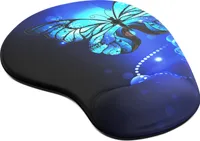 CSL Mauspad mit Gelkissen & Handgelenkauflage, Komfort Office Mousepad, butterfly