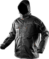 NEO TOOLS Oxford Jacket - Winddichte Jacke – Wasserdichte Softshell mit Kapuze – Schwarz  - Gr. M/50