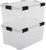 IRIS OHYAMA Water Proof Box 50 Liter 2er Set, transparent-Griffe in schwarz 6170
