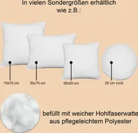 2er Pack 50 rund Füllkissen Microfaser Kissenfüllung Kopfkissen Dekokissen Sofakissen 320g