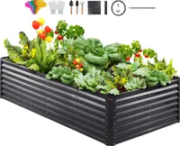 VEVOR Hochbeet Pflanzbeet Metall Gemüsebeet Pflanzkasten 240x120x60cm Dunkelgrau