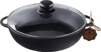 Servierpfanne mit Deckel Gusspfanne Bratpfanne aus Gusseisen Gussbratpfanne 24cm T102C3