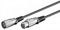 Pripojovací kábel XLR, XLR samec (3-pin) - XLR samica (3-pin), čierny - dĺžka: 2,0 m
