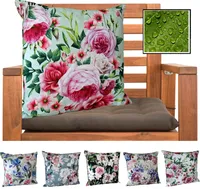 heimtexland ® Outdoor Dekokissen Gefüllt LOTUS EFFEKT Wasserabweisend 45x45 Blumen Deko Gartenkissen Outdoorkissen Typ675 02 Grün