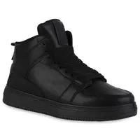 VAN HILL Damen Sneaker High Schnürer Bequeme Profil-Sohle Schuhe 840181, Farbe: Schwarz, Größe: 39