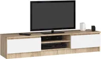 TV Schrank AKORD Fernsehkommode 160 cm Sonoma-Eiche, Weiß B160 x H33 x T40 cm