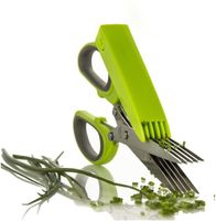 Kräuterschere Küchenschere Edelstahl Scissors Herb mit 5 Klingen,Kräuter Schere Cutter Klinge Multi Scheren mit Reinigung Kamm