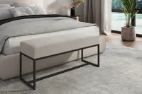 Polsterbank mit Metallgestell Inferno Sitzbank aus Cordstoff stilvoll Bank, Breite: 80 cm, Stoff: Poso 100 - Beige, Farbe Gestell: Schwarz