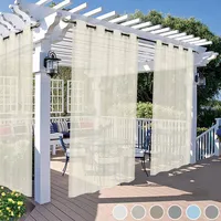 Outdoor Vorhang mit Ösen Wasserdicht Transparent Gardinen Outdoorvorhang Outdoorvorhänge für Terrasse, 2er Set, 132x213cm/B*H, Beige