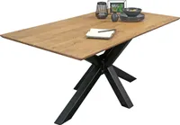 Esstisch 160 x 85 cm Akazie massiv naturfarben Schweizer Kante Spider-Gestell ABBY