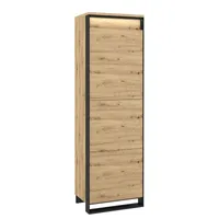 MIRJAN24 Kleiderschrank Quant QN-02 1D, Stilvoll Drehtürenschrank mit LED-Beleuchtung, Antirutschfüße (Artisan Eiche / Artisan Eiche + Schwarz)